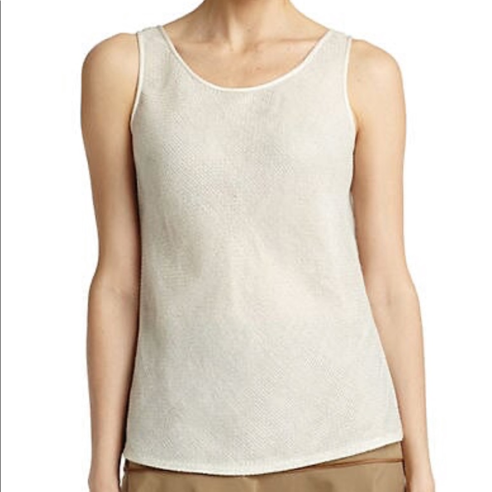 Lafayette 148 New York Brush Mesh Bias Linen Tank